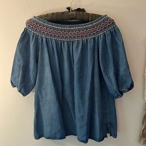 Denim off the sholder blouse